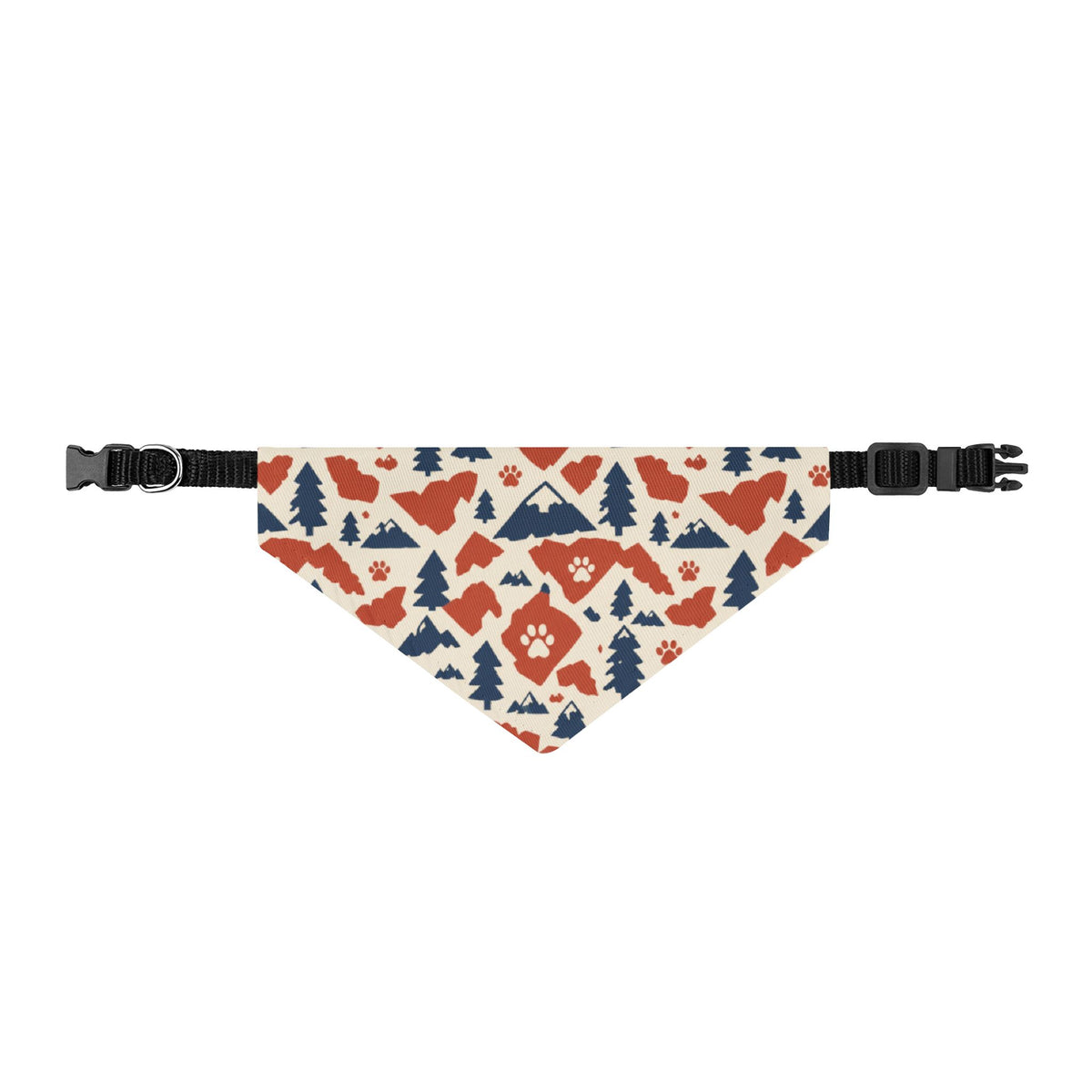 Clip-On Pet Bandana -Rustic Paw Print Camper Pattern for Dogs & Cats