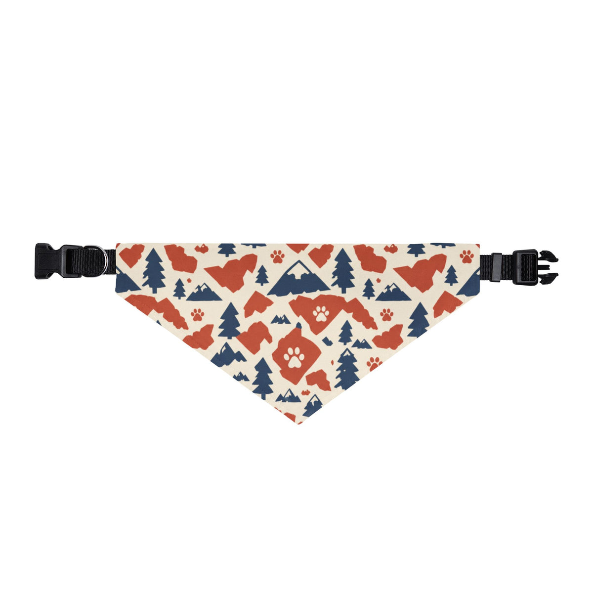 Clip-On Pet Bandana -Rustic Paw Print Camper Pattern for Dogs & Cats