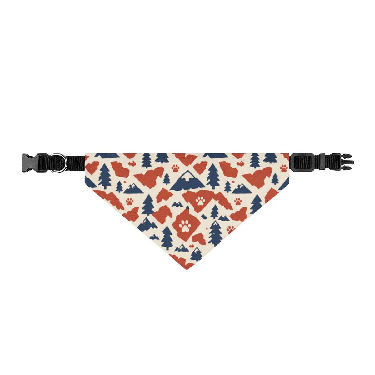 Clip-On Pet Bandana -Rustic Paw Print Camper Pattern for Dogs & Cats