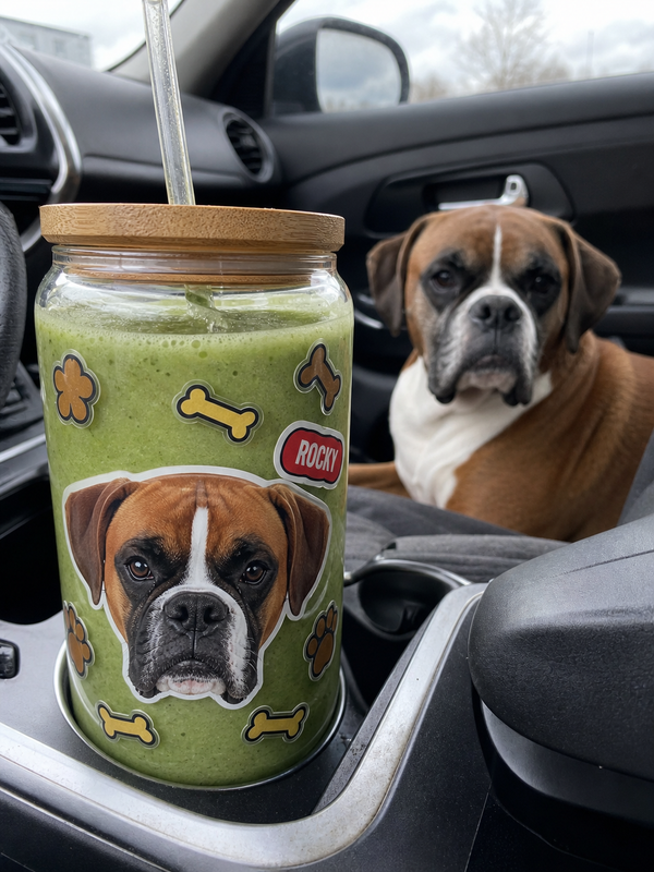 Customer photo 1 of Personalised Pet Tumbler Glass 16oz – Custom Dog or Cat Photo Gift